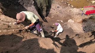 cliff excavation..!!! black sand is easier to dig