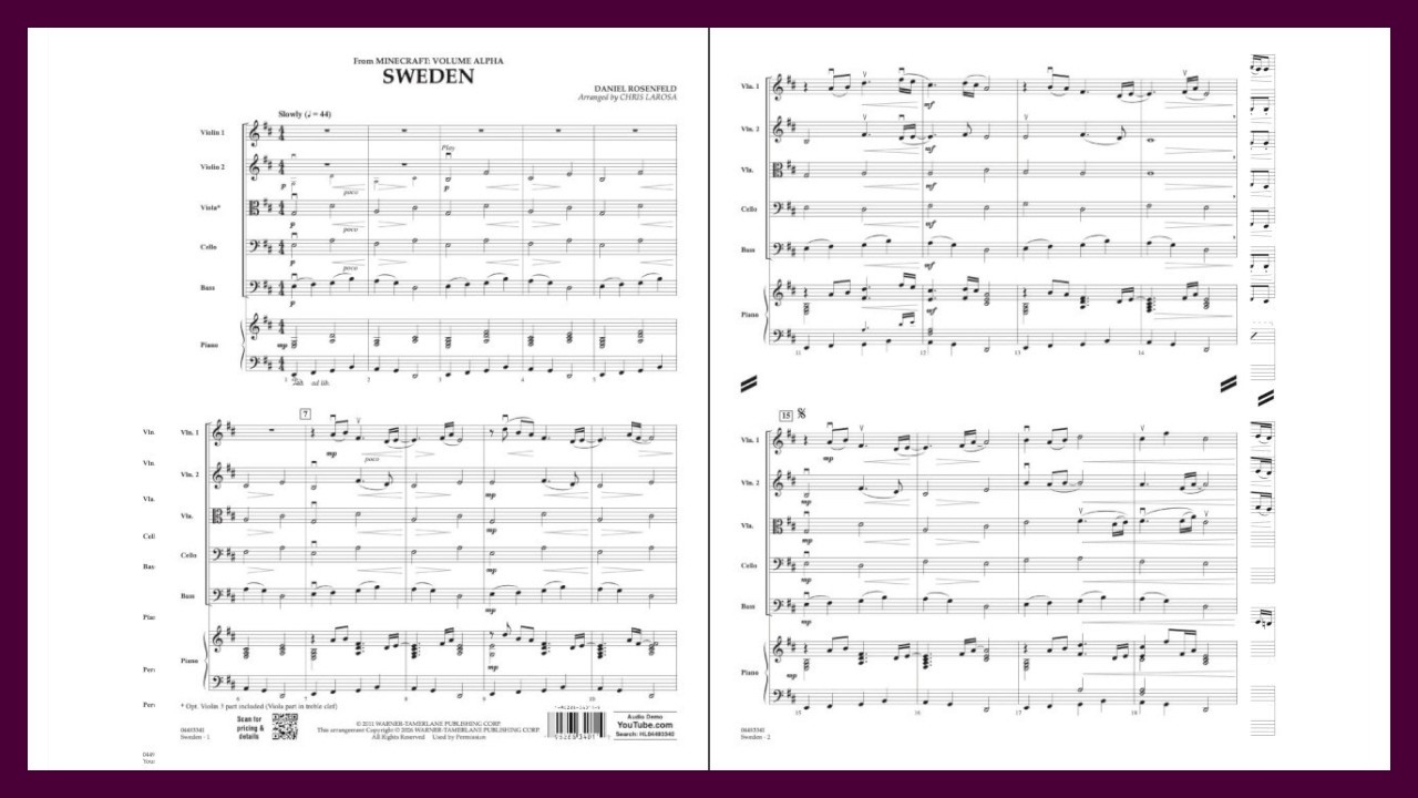 Sweden (from Minecraft: Volume Alpha) (Sheet Music) Pop Specials