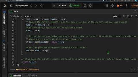 LeetCode solution - 523. Continuous Subarray Sum - TypeScript