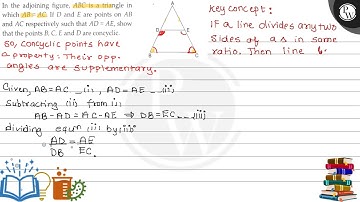 In the adjoining figure, \( A B C \) is a triangle in which \( A B=A C \). If \( D \) and \( E \...