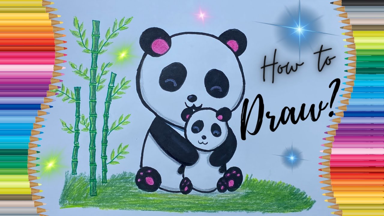 How To Draw Mom And Baby Panda 