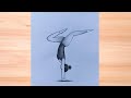 How to Draw a Girl Doing Gymnastics / Yoga Handstand ||international yoga day drawing|girl drawing