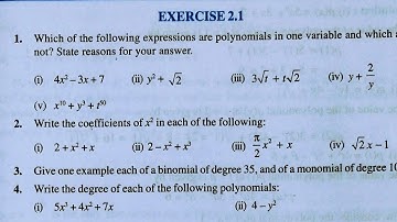 Class 9th maths l Exercise 2.1 l Chapter 2 l NCERT l Solution l cbse board l polynomial