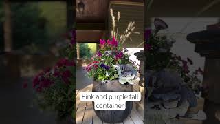 Pink and Purple Fall Flower Container. #fall #containergardening #garden #cottagegarden #flowers