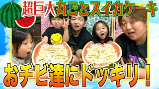 【ドッキリ】超巨大丸ごとスイカケーキを作ってユヅ＆コユにサプライズしたら…まさかの展開