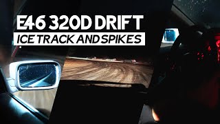 Drifting a BMW E46 320d on an ice track | Testing Sony a7IV in the night
