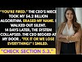 "CEO's Niece Fired Me and Stole My $4.2B Algorithm – System Crashed in 14 Days | Corporate Revenge"