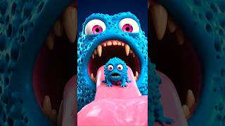 monster frog with tiny frog 🐸 #monster #CGI #animation #shorts #viralshorts