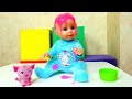 Кукла Беби Бон Аннабель просыпается и завтракает — Видео для девочек: играем с пупсами