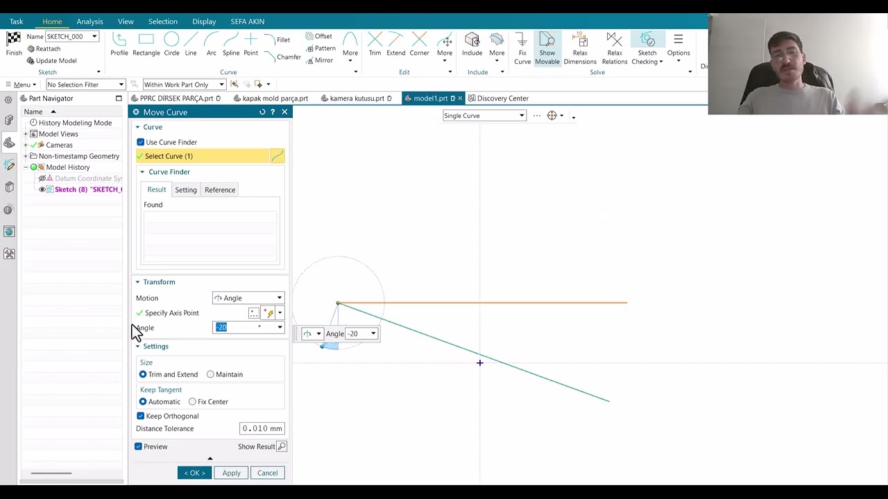 Siemens NX Sketch Move Curve Komutu | A'dan Z'ye TAM Öğren (Hızlı