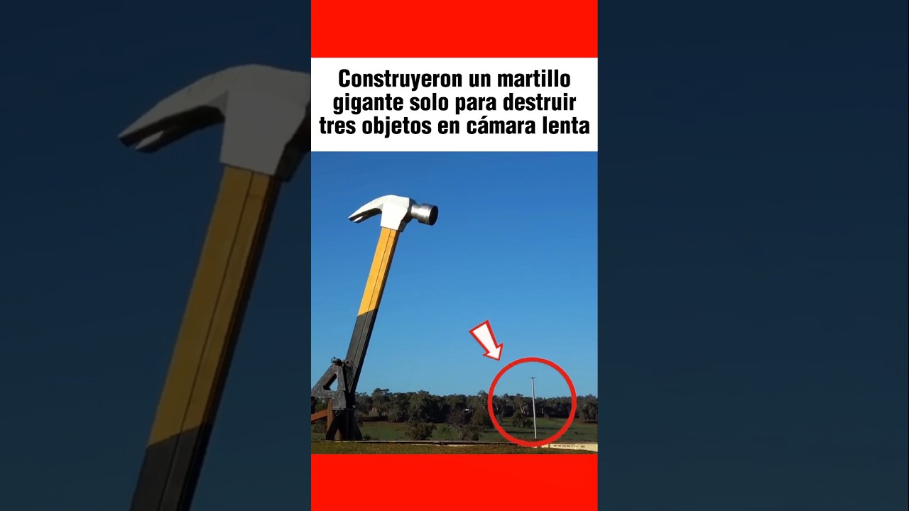 Construyeron un martillo gigante solo para destruir tres objetos en cámara lenta