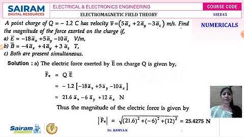 Lecture Video1 18EE45 Module 4 Force on Moving charge, Force on Differential Current element Intro R