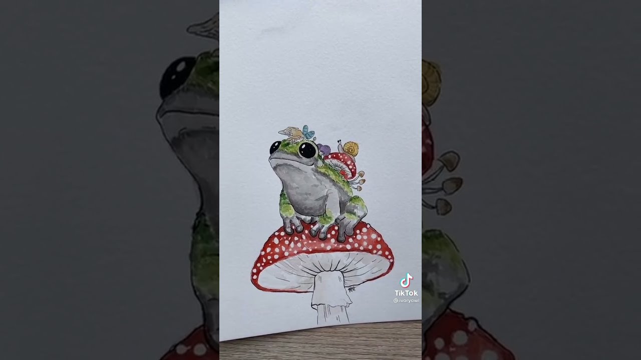 Drawing Frog with mushroom