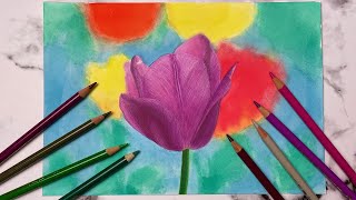 How To Draw A Tulip With Colored Pencils | Mixed Media Tutorial Part 2