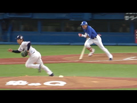 つば九郎に応援された大島が初回先頭でいきなり内野安打！ (2023/07/12)