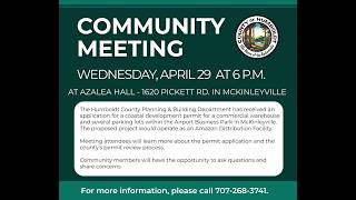 Public Meeting Regarding Proposed Amazon Distribution Facility - Wednesday, April 29, 2026