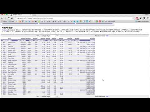How to compare companies within the same sector on ADVFN using a screener