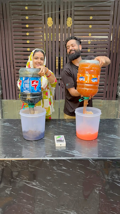 Pour The Cold Drink Challenge So Interesting, Who Win First? #familygames #familychallenge