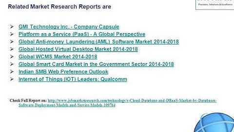 Cloud Database and DBaaS Market  - Global Advancements, Market Forecasts and Analysis (2014-2019)