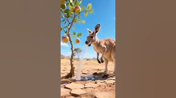 Kangaroo saved apple tree from drying by watering it😭#ai #tree #save #apple #kangaroo#shorts #viral