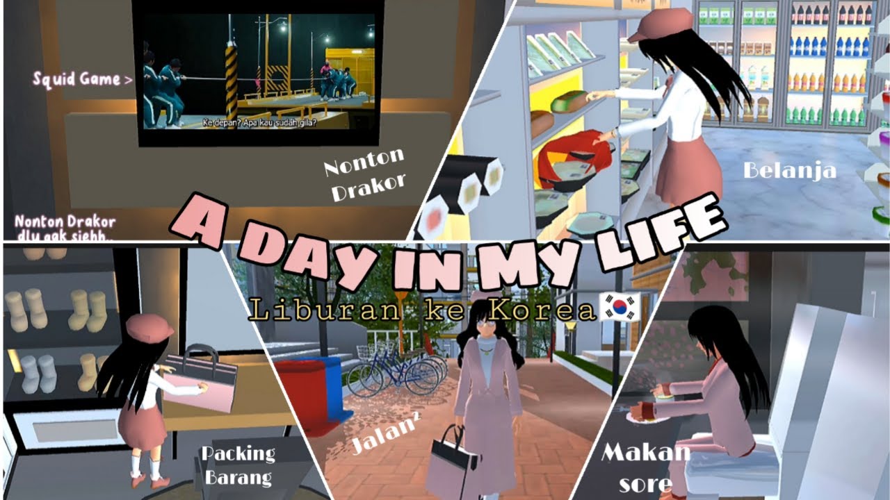 A DAY in MY LIFE: °•Liburan ke Korea🇰🇷•° || Sakura School Simulator