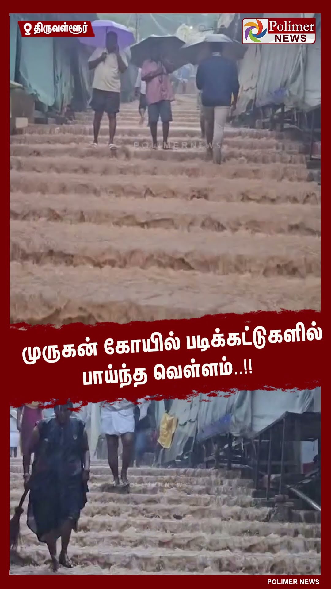 முருகன் கோயில் படிக்கட்டுகளில் பாய்ந்த வெள்ளம்..!! #shorts