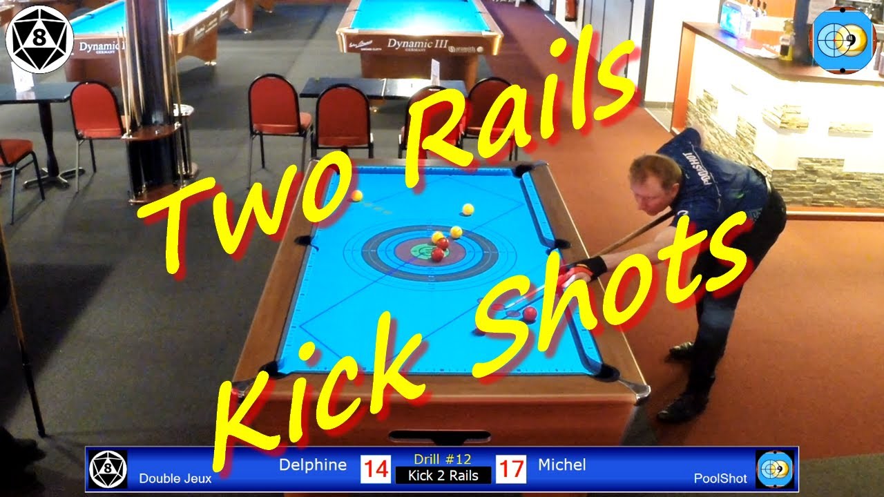 PoolShot Video System, Drill 12 Two Rails Kick Shots to the target