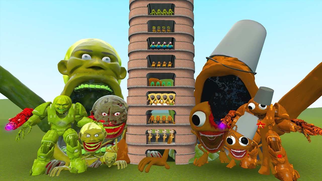 TALLGRASS LITTLE TO BIG ALL LIN GANG MELON FAMILY VS ALL SPRUNKI BRUT PHASES 1 - 10 in GMod!