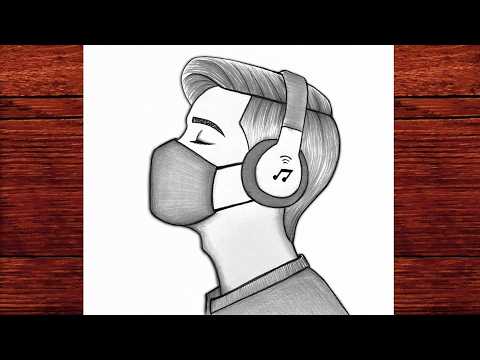 How to Draw a Masked Boy with Headphones Step by Step | Easy Pencil Sketch Tutorial