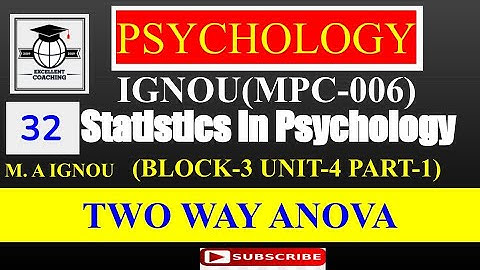 IGNOUMPC06|Statistics in Psychology|TWO WAY ANOVA|Block3|Unit4|Par1