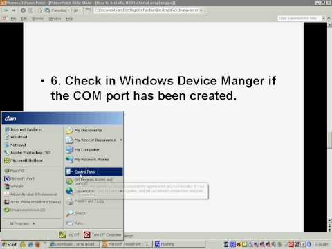 USB to Serial RS232 adapter installation for Windows XP