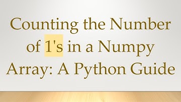 Counting the Number of 1