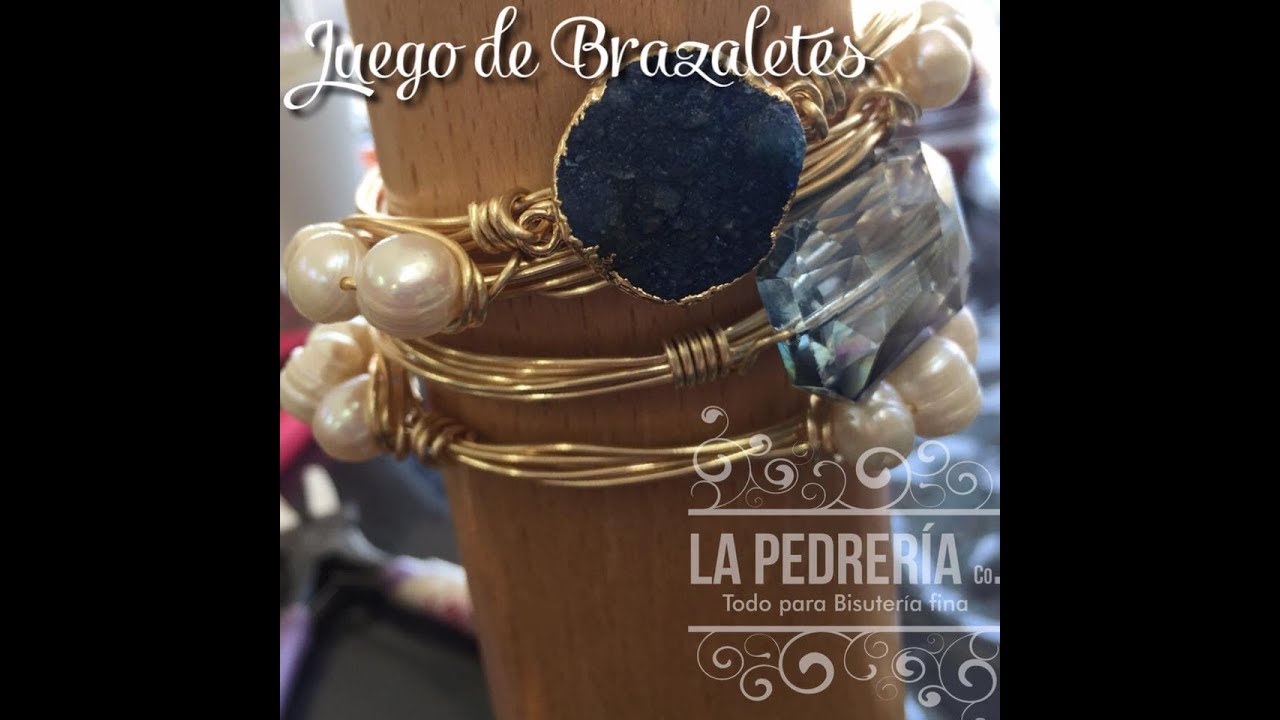 Aprendiendo a hacer brazalete con druzy y perlas en alambrismo
