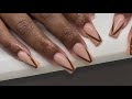Shades of Brown V-Cut French Acrylic Nails