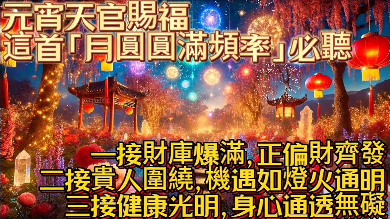元宵天官賜福｜這首「月圓圓滿頻率」必聽｜一接財庫爆滿，正偏財齊發｜二接貴人圍繞，機運如燈火通明｜三接健康光明，身心通透無礙｜吸引力法則調頻能量音樂