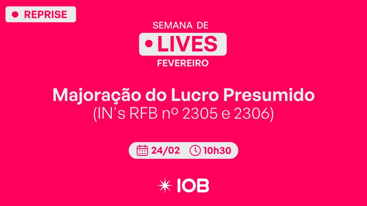 Majoração do Lucro Presumido (IN's RFB nº 2305 e 2306)