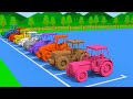 Multicolored tractors and agricultural machinery  learn colors with tractors  bazylland tractors