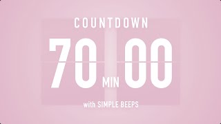 70 Min Countdown Flip Clock Timer / Simple Beeps 🌸🔔