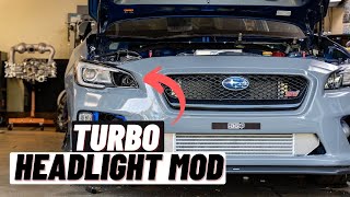Subaru WRX STI Big Turbo Headlight Intake Mod!