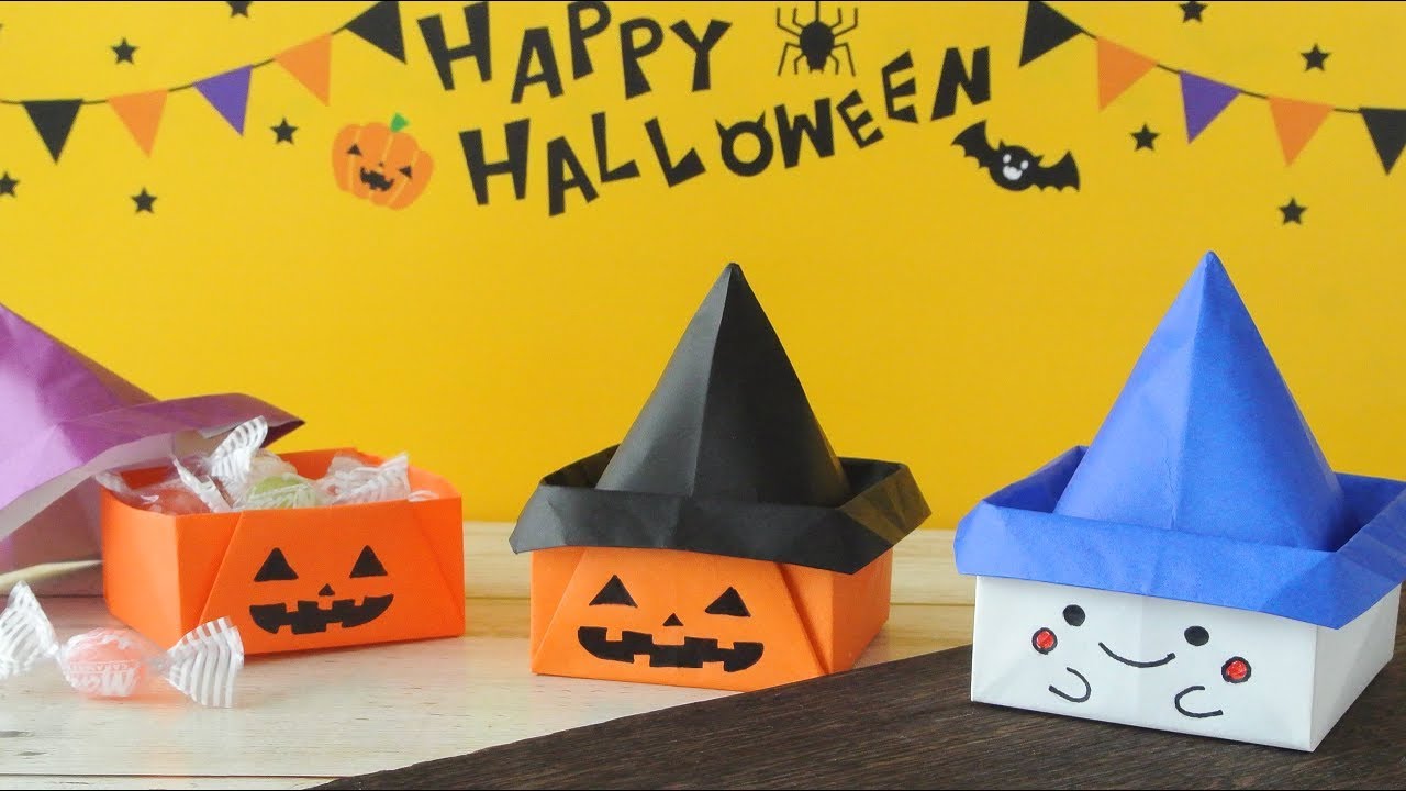 ハロウィン折り紙 かぼちゃの箱 おばけの箱 Haloween Origami Pumpkin Box Ghost Box Youtube