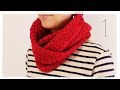 スヌードの編み方（１）赤いＶ字パターン【かぎ編み】 diy corchet red cowl tutorial