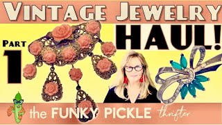 Part 1 ANTIQUE & Vintage JEWELRY HAUL Victorian Mourning Bakelite Estate Unboxing 101 Learning About