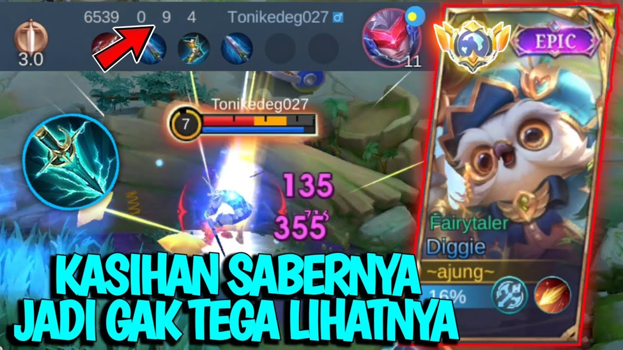NGERI DIGGIE DAMAGE BISA BIKIN SABER JADI FEEDER ?! BUILD DIGGIE TERSAKIT - MOBILE LEGENDS 
