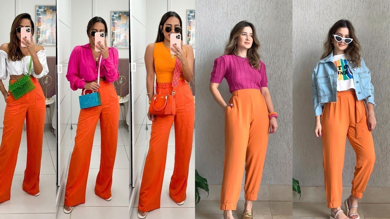 Como combinar pantalón naranja ¿cual es tu favorito?🍊