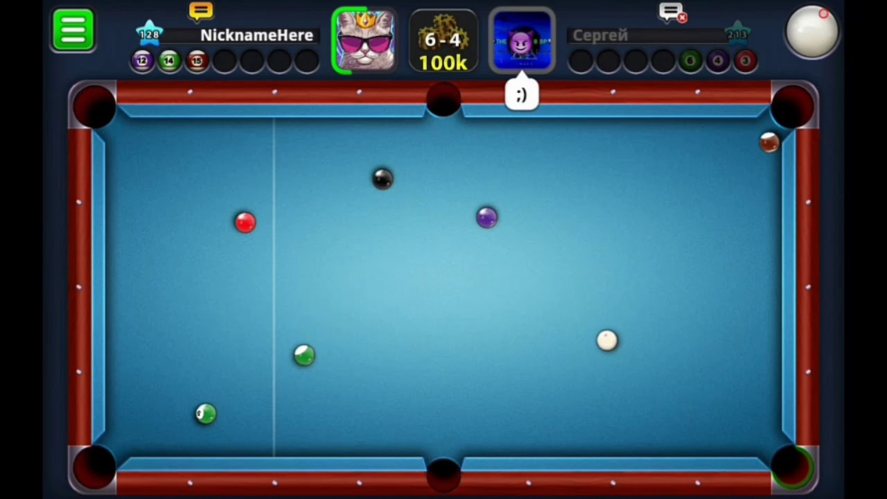 Nicknamehere Vs Сергей | indirect 8 ball pool |