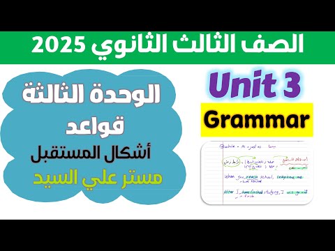 كتاب المعاصر يزي للصف الثالث الثانوي  جرامر يونت  اشكال المستقبل   شرح فقط