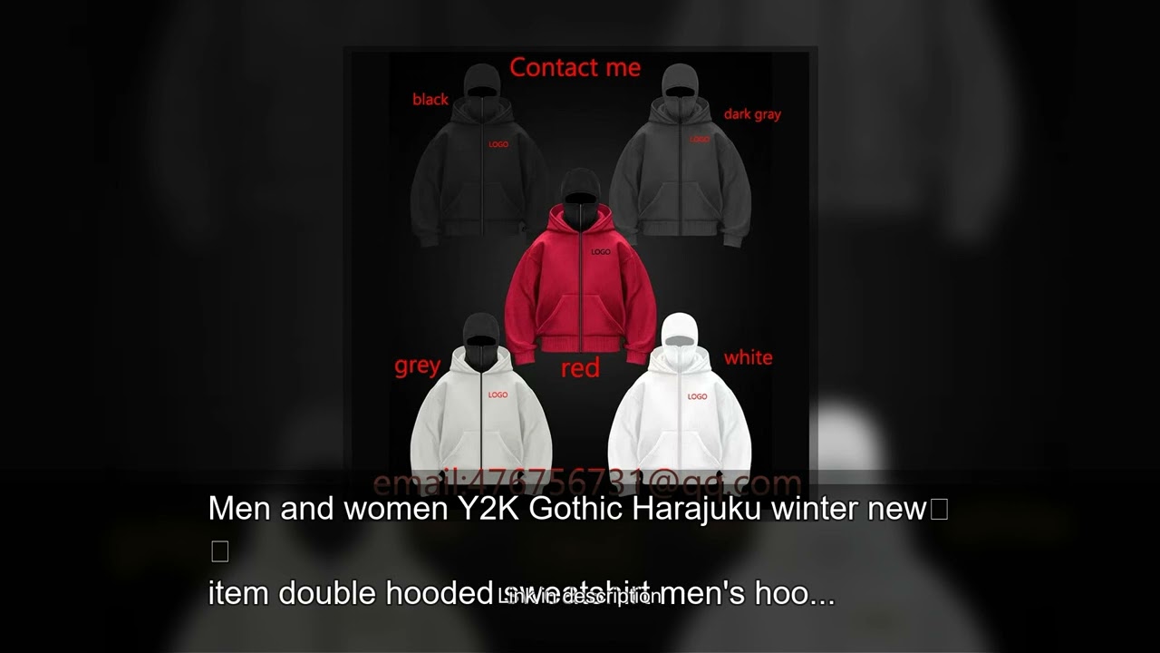 Men and women Y2K Gothic Harajuku winter new item double hooded sweatshirt men's hooded mask zi