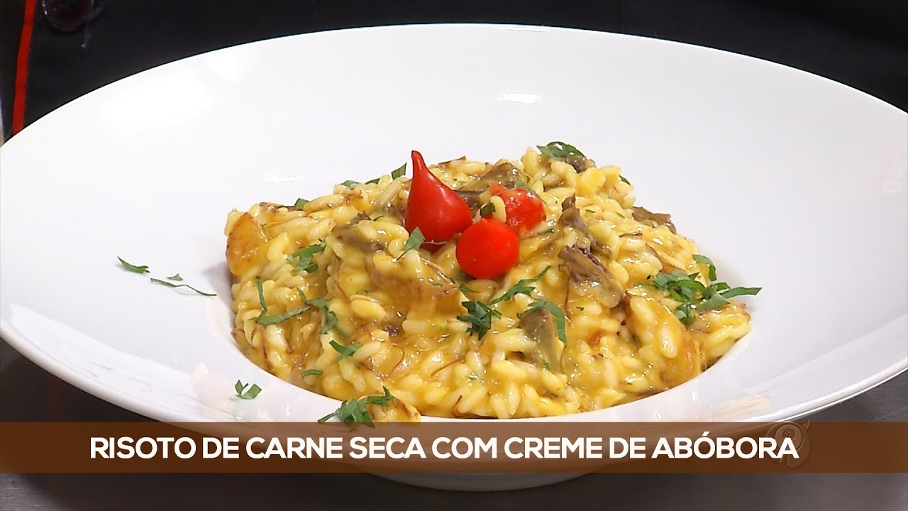 RISOTO DE CARNE SECA COM CREME DE ABÓBORA