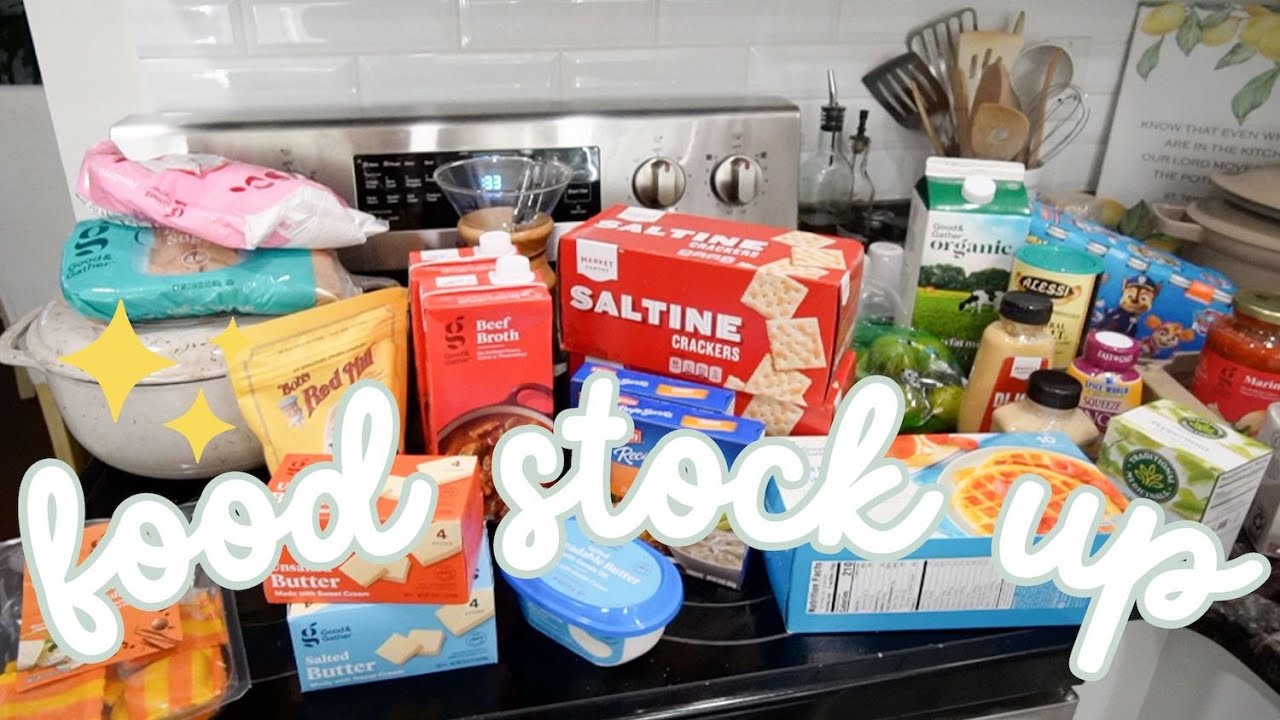 FOOD STOCK UP HAUL 🍎🥓🌽🧅🥞 | what I've been getting for my normal + back stock pantries | KAYLA BUELL