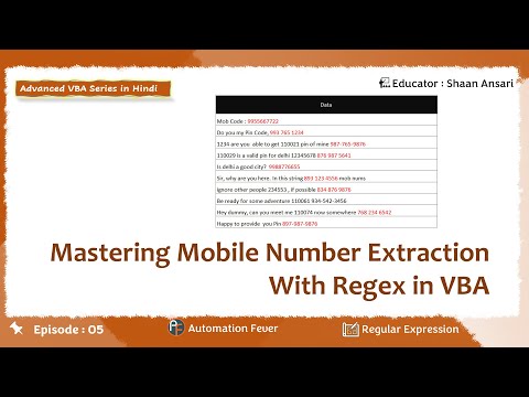 Mastering Mobile Number Extraction with Regex in VBA | Advanced VBA in Hindi